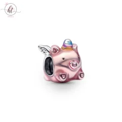 Pandora Moments Pink Winged Pig Silver Charm